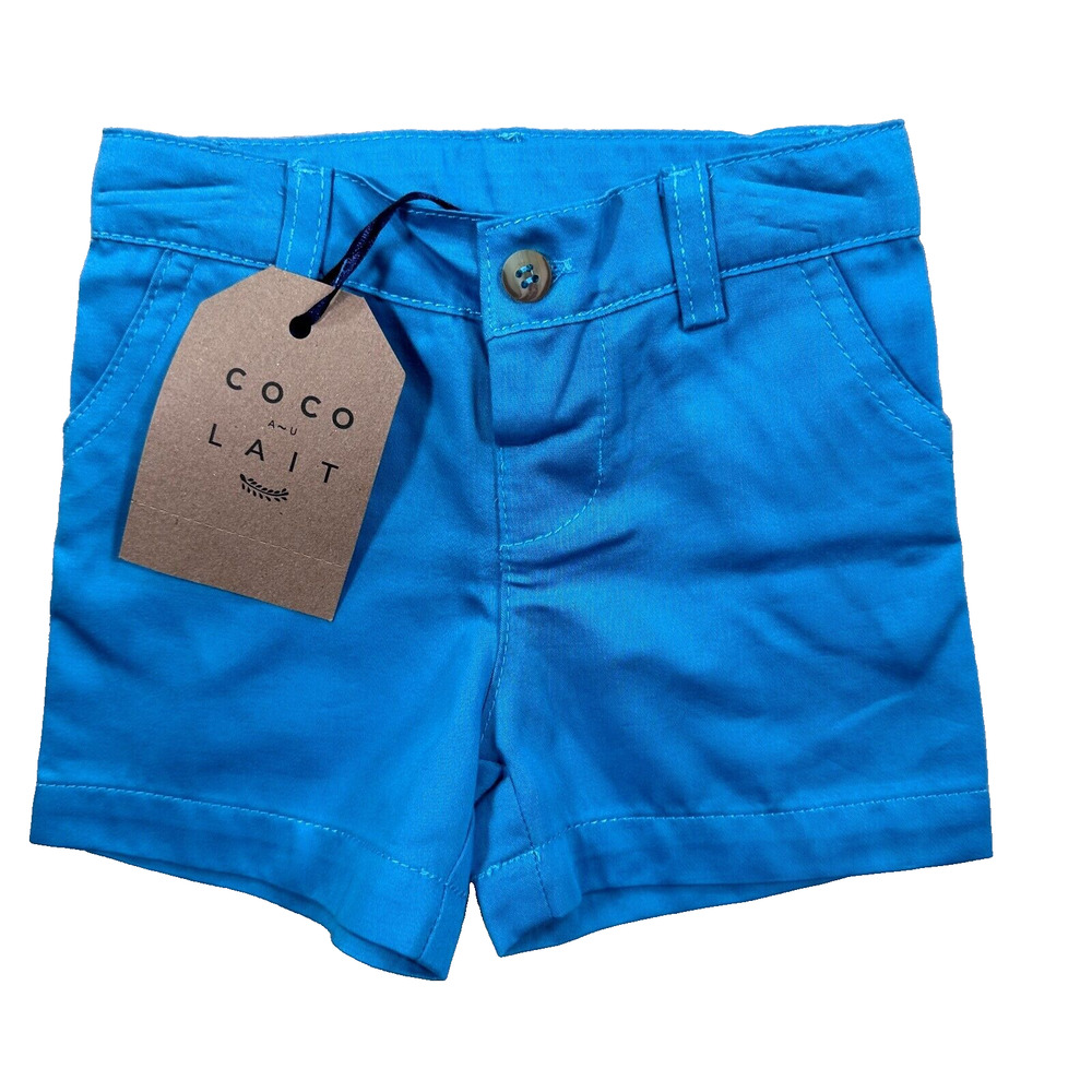 Coco au Lait Baby Boy Chinos Size 9 Months Cerulean Blue Cotton Shorts New